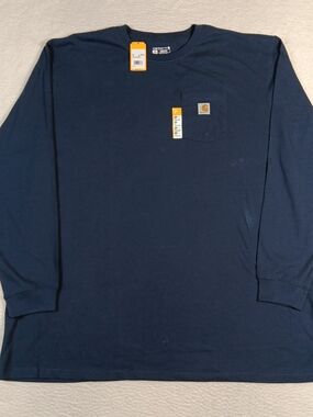 Carhartt Shirt Mens 4XL Blue Loose Fit Heavyweight Long-Sleeve Pocket T NWT